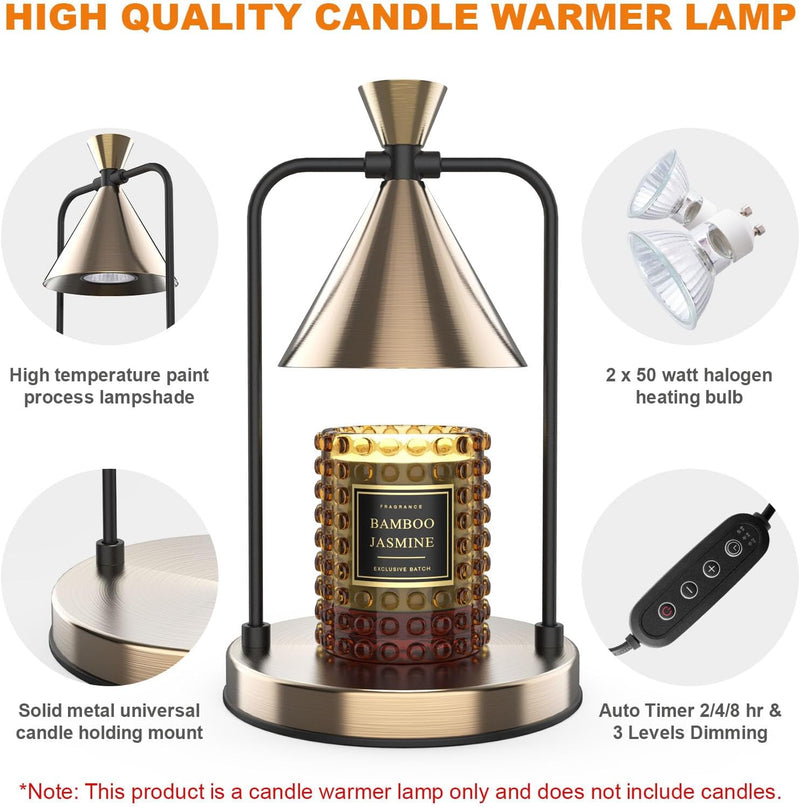 Candle WaLamp With Timer, Dimmable Candle Lamp Warmer Electric Candle Warmer Compatible With Small And Large Scented Candles, Candle Melter For Bedroom Home Decor Gifts For Mom Bronze